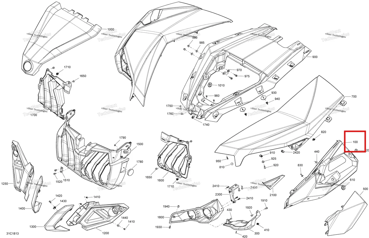 Деталь 705007979 на схеме узла 2018 Can-Am MAVERICK Body Front Part Maverick - Bright White Models
