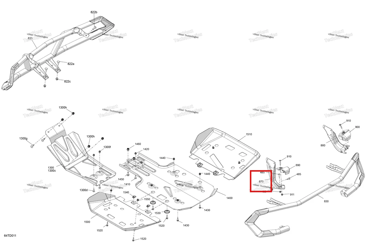 Деталь 705008164 на схеме узла 2024 Can-Am Outlander 850 EFI 4X4 - 4SRA - Hunting Edition - Wildland Camo Body - Skid Plate And Bumper