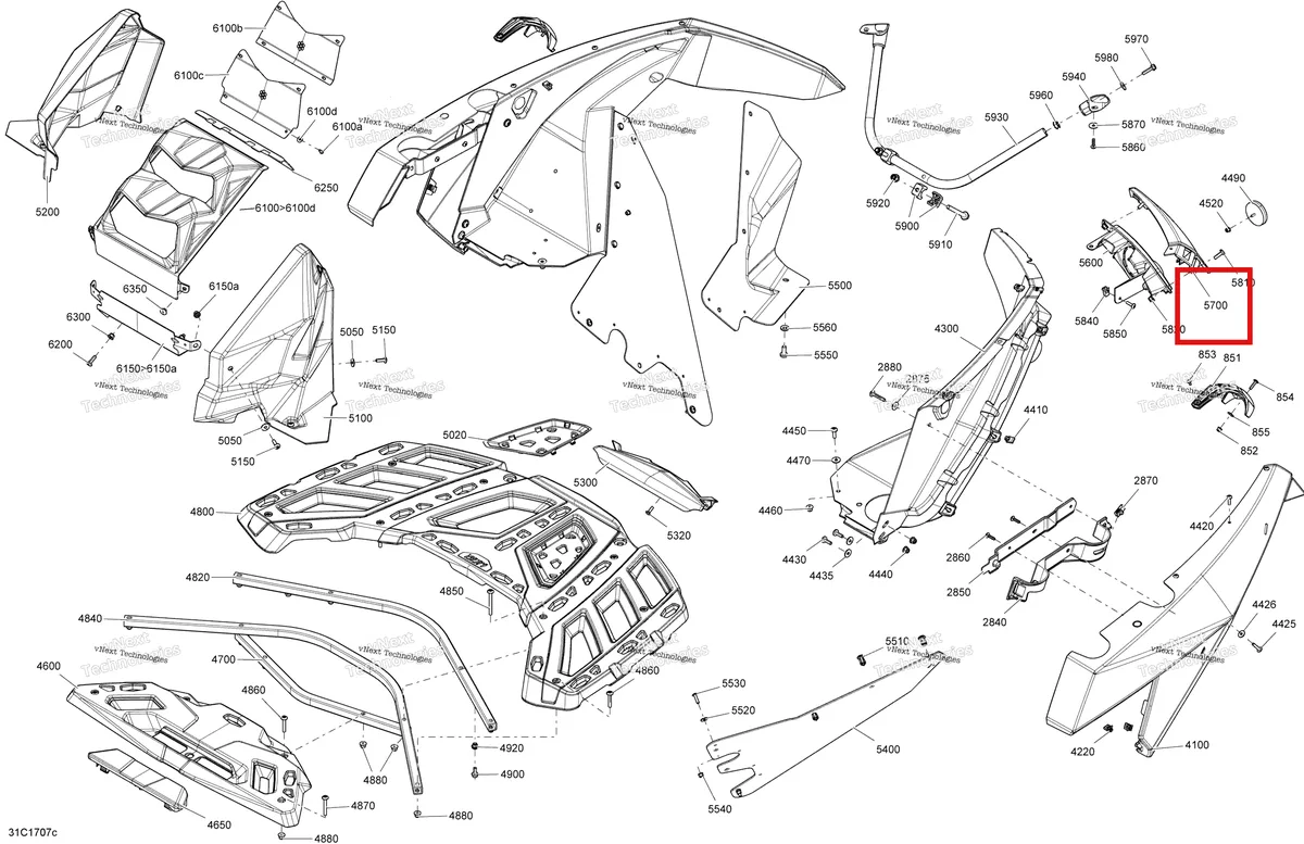 Деталь 705008542 на схеме узла 2017 Can-Am Maverick MAX Body And Accessories - Rear Section All Models