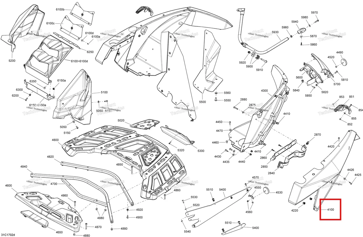 Деталь 705009033 на схеме узла 2017 Can-Am Maverick Body And Accessories - Rear Section All Models