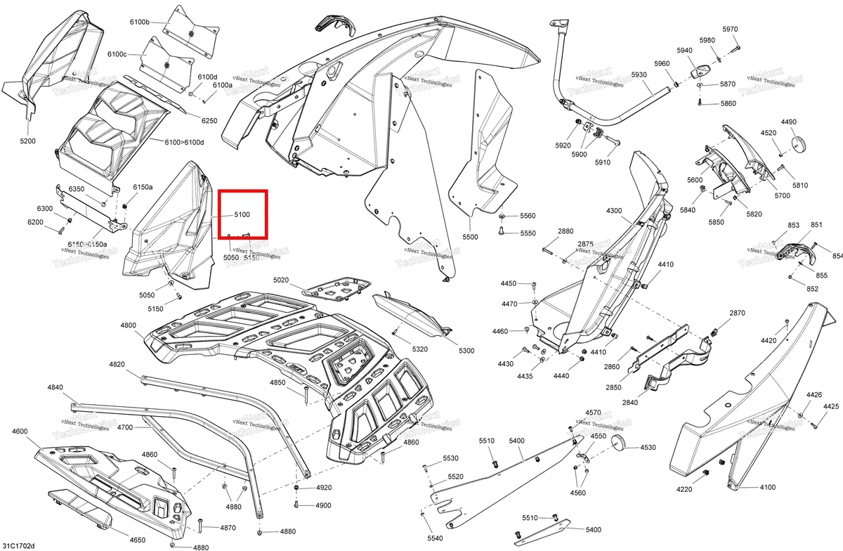 Деталь 705009046 на схеме узла 2017 Can-Am Maverick Body And Accessories - Rear Section All Models
