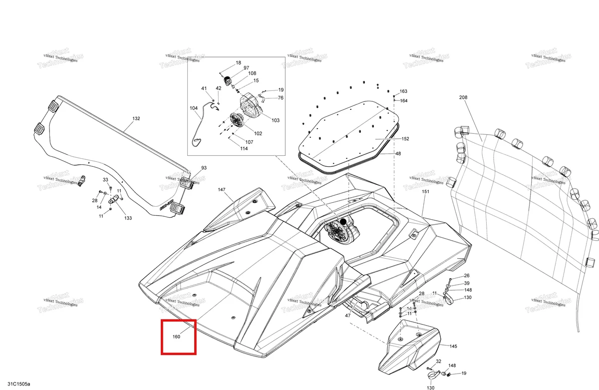 Деталь 705009202 на схеме узла 2015 Can-Am COMMANDER MAX 1000 LTD Body And Accessories Roof And Windshield