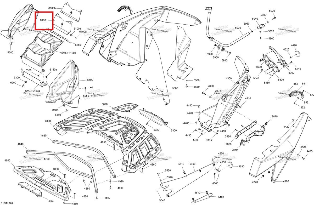 Деталь 705009261 на схеме узла 2017 Can-Am Maverick Body And Accessories - Rear Section All Models