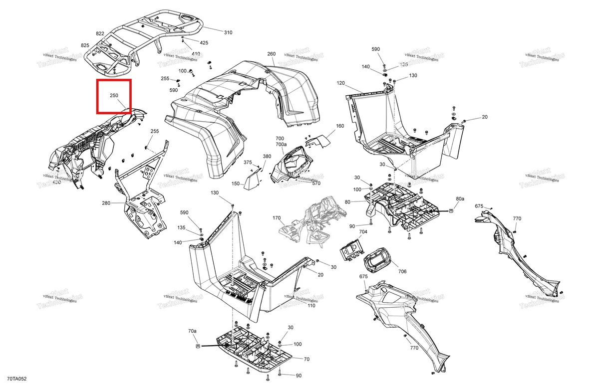 Деталь 705009334 на схеме узла 2021 Can-Am Outlander 450 EFI - STD XU - CE Body - Front Section