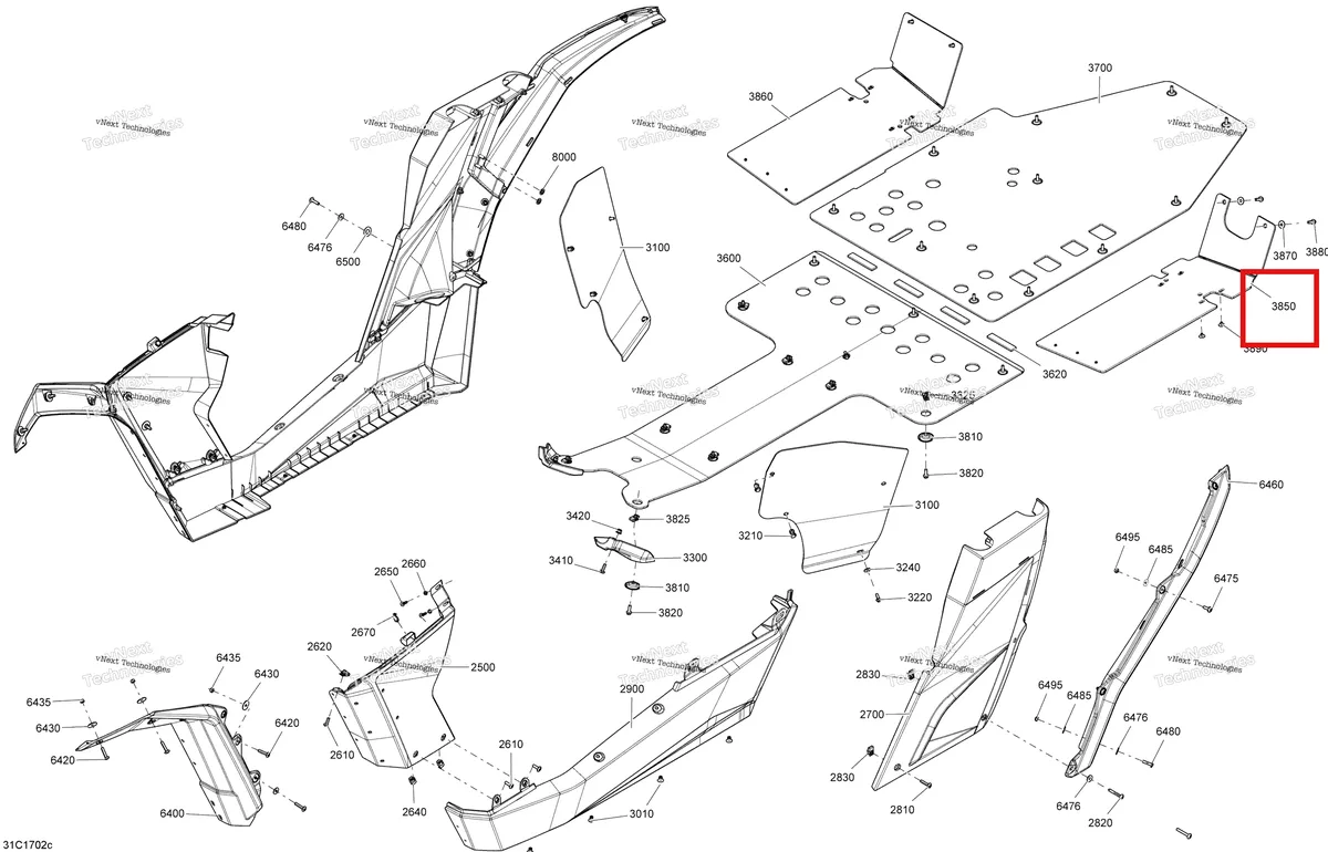 Деталь 705009444 на схеме узла 2017 Can-Am Maverick Body And Accessories - Middle Section All Models