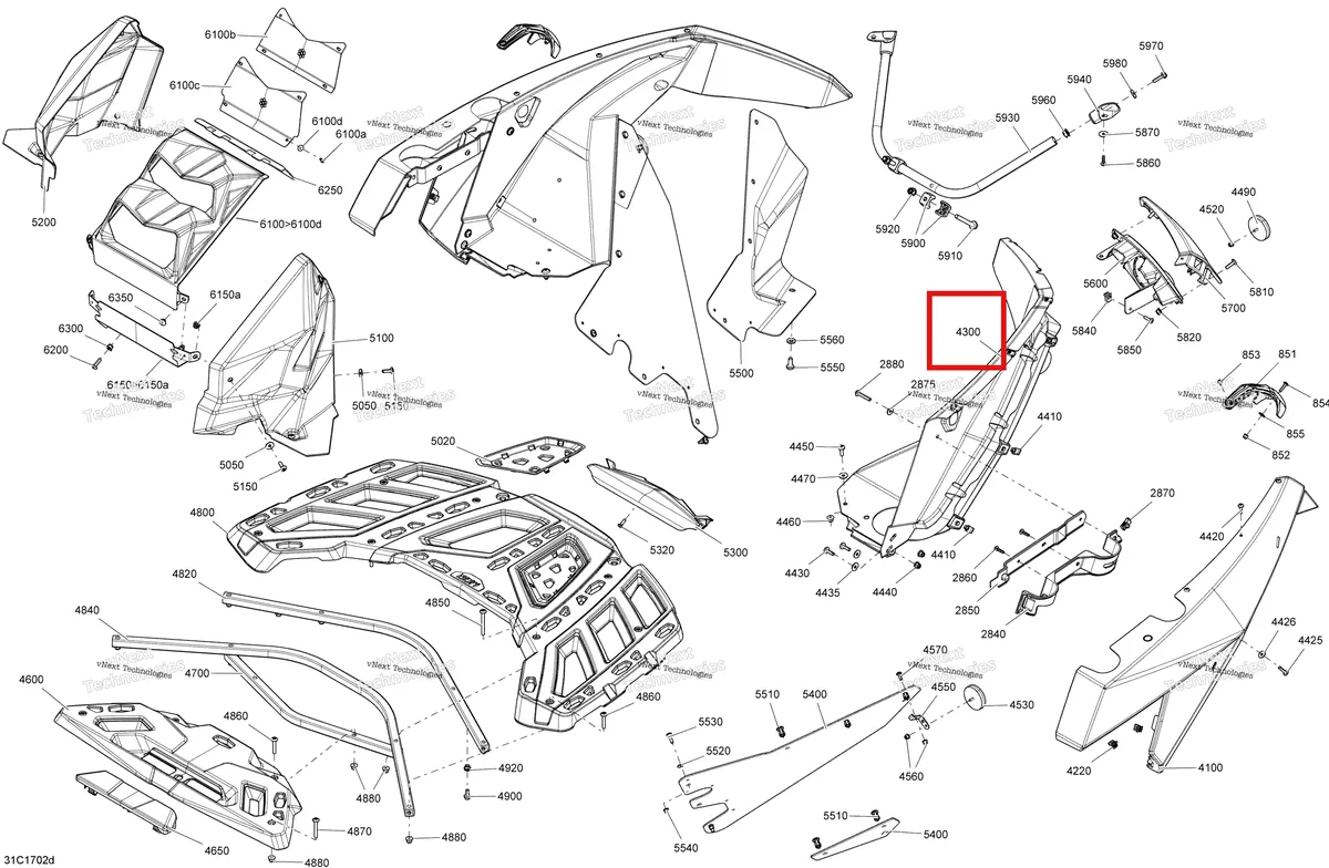 Деталь 705009445 на схеме узла 2017 Can-Am Maverick Body And Accessories - Rear Section All Models