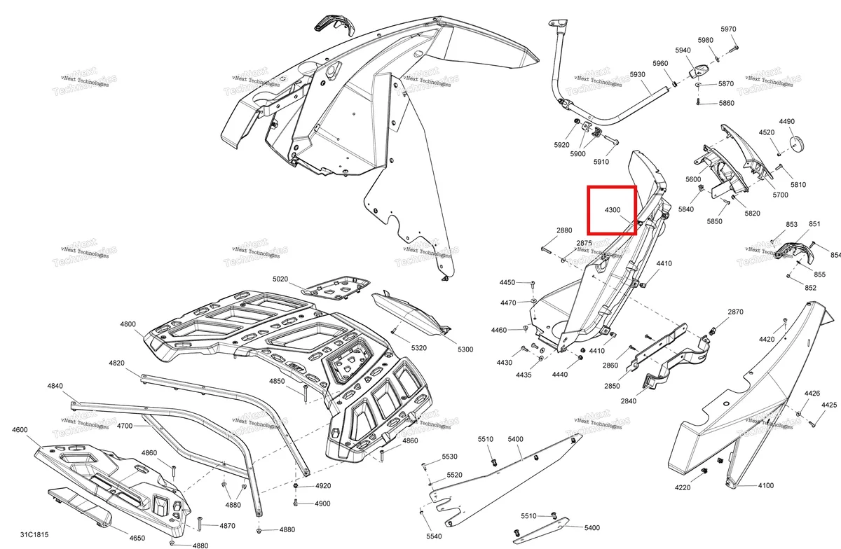 Деталь 705009548 на схеме узла 2018 Can-Am MAVERICK Body Rear Part Maverick - Bright White Models