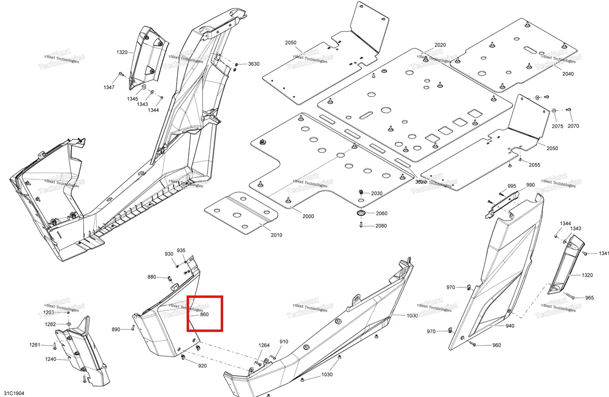 Деталь 705009591 на схеме узла 2019 Can-Am Commander 800R EFI Body And Accessories - Central Panel - Camo