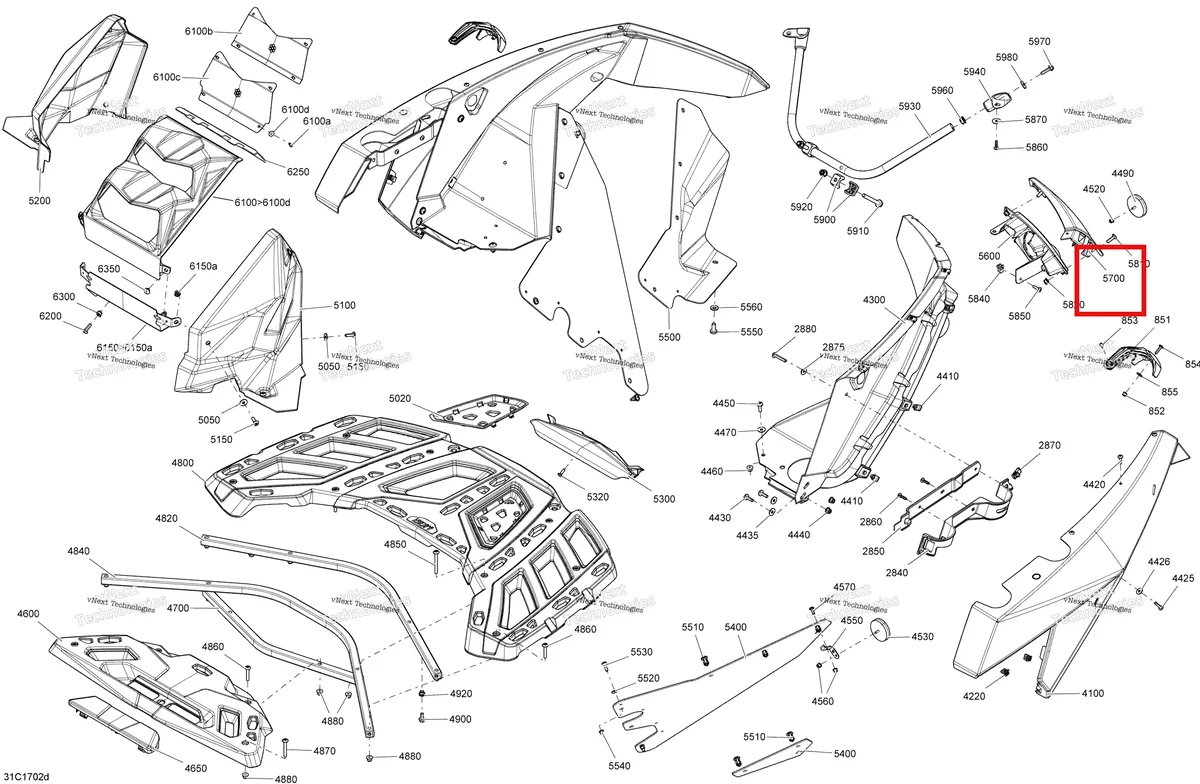 Деталь 705009733 на схеме узла 2017 Can-Am Maverick Body And Accessories - Rear Section All Models