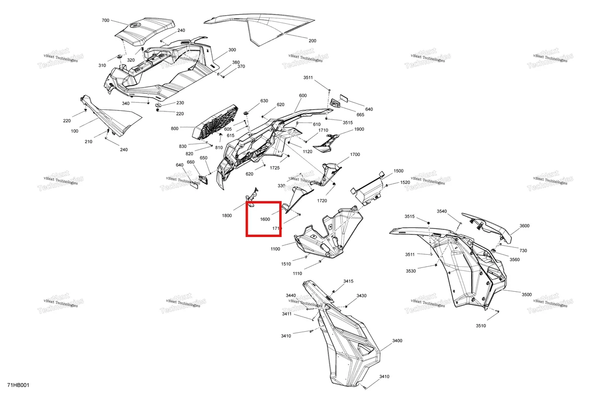 Деталь 705010626 на схеме узла 2022 Can-Am Maverick Turbo RR - DS - CE Body - Front Section
