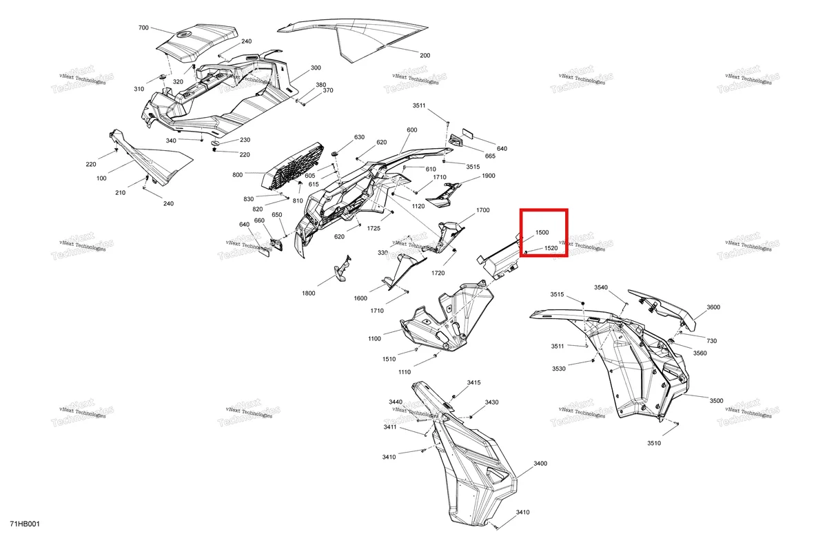 Деталь 705010742 на схеме узла 2022 Can-Am Maverick Turbo RR - DS - CE Body - Front Section