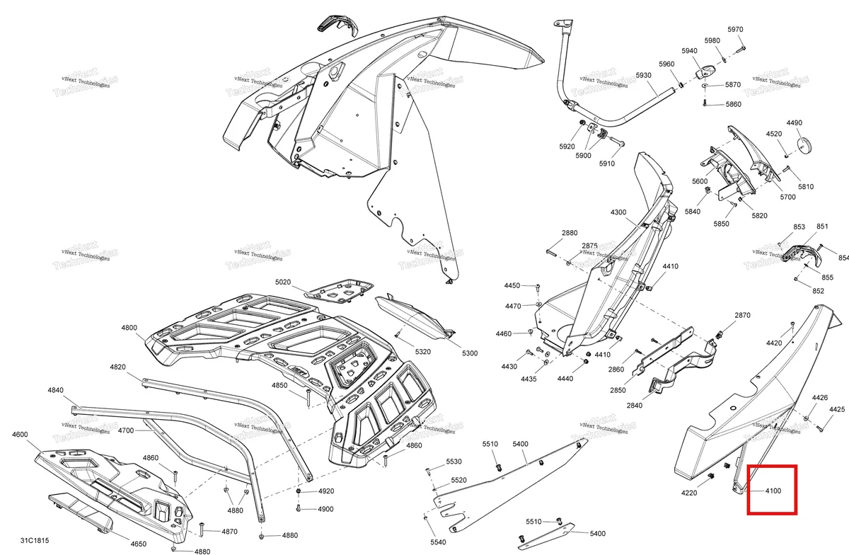 Деталь 705010785 на схеме узла 2018 Can-Am MAVERICK Body Rear Part Maverick - Bright White Models