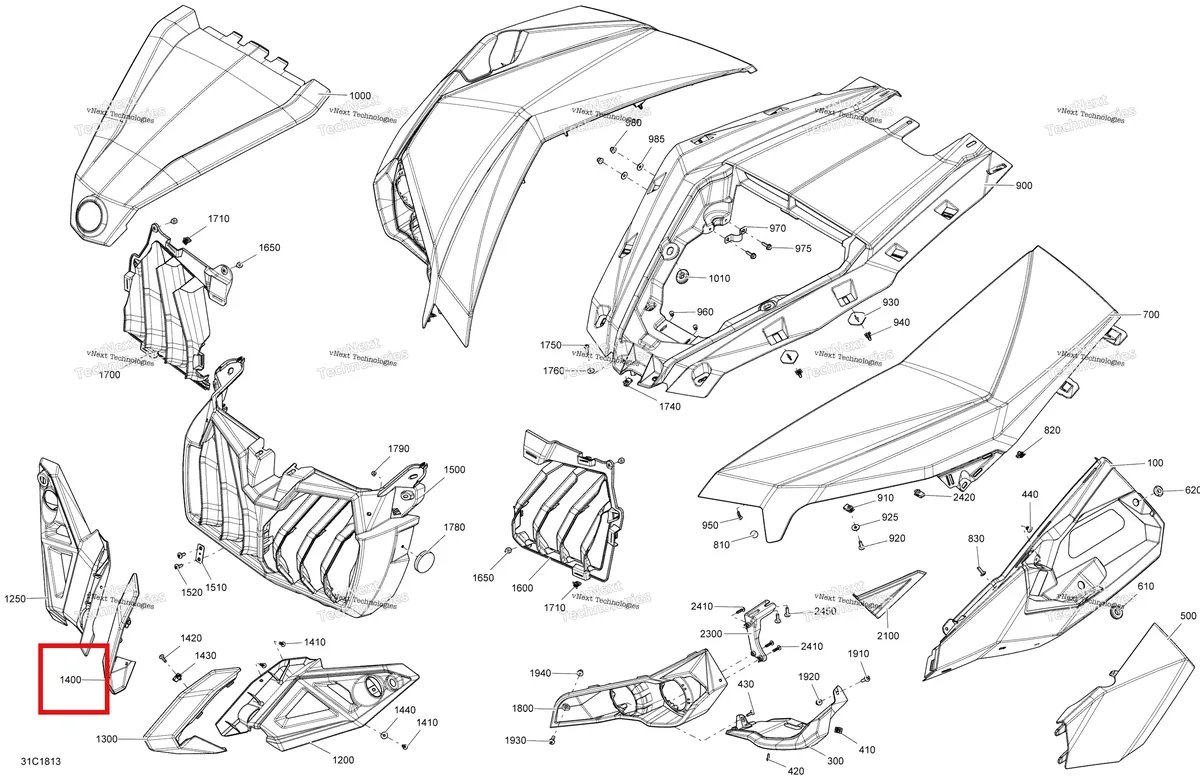 Деталь 705010792 на схеме узла 2018 Can-Am MAVERICK Body Front Part Maverick - Bright White Models