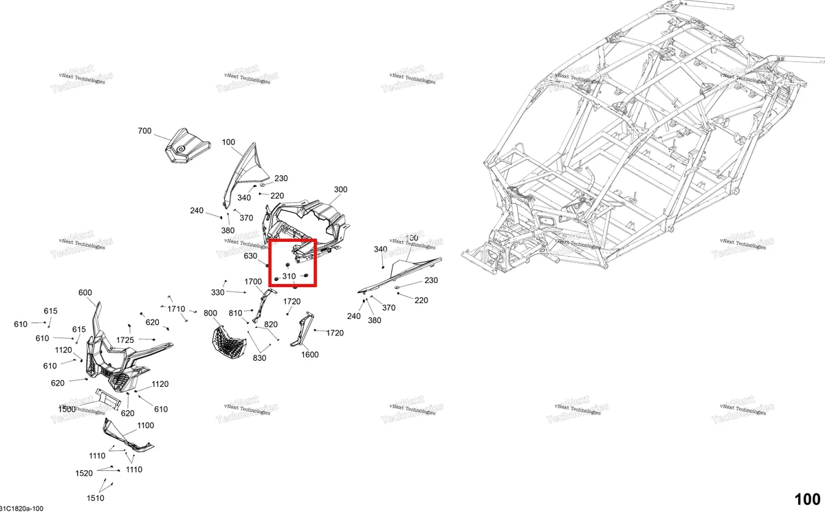 Деталь 705011094 на схеме узла 2018 Can-Am MAVERICK X3 MAX TURBO R - STD XDS DPS XRS DPS Body Parts - Circuit Yellow - Package Xds Dps - Front Section