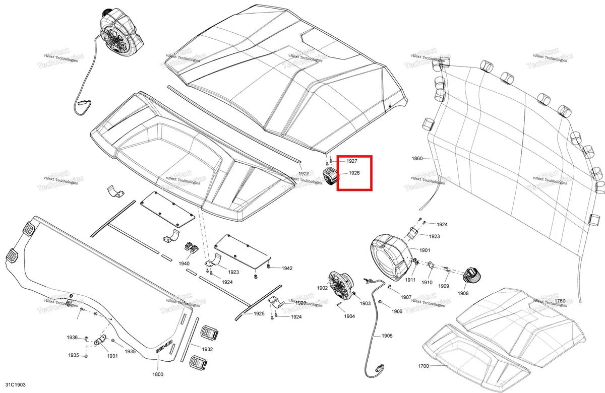 Деталь 705011349 на схеме узла 2019 Can-Am Commander 1000R EFI Body And Accessories - Accessories - Package Ltd