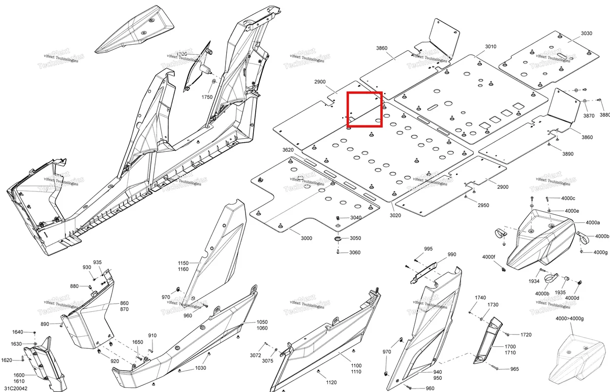 Деталь 705011573 на схеме узла 2020 Can-Am Commander MAX 800R EFI Body - Mid Section - Squadron Green