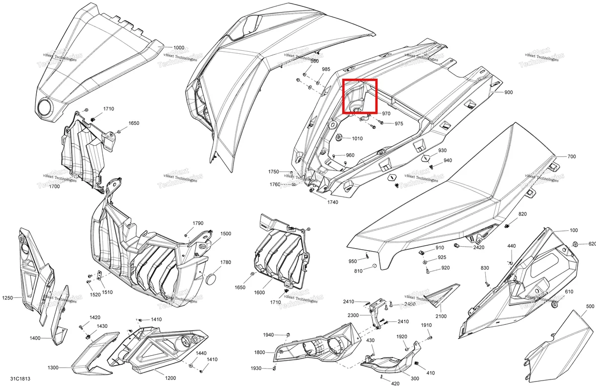 Деталь 705011741 на схеме узла 2018 Can-Am MAVERICK Body Front Part Maverick - Carbon Black Models