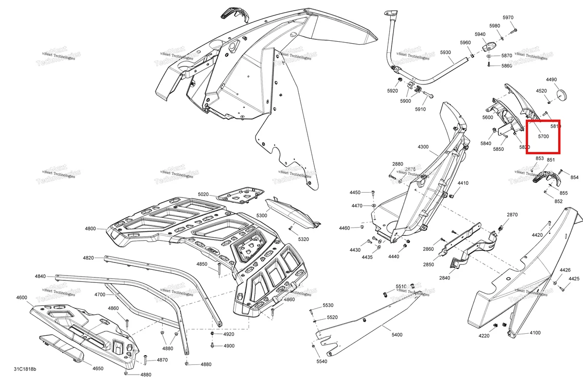 Деталь 705012085 на схеме узла 2018 Can-Am MAVERICK MAX Body Rear Part Maverick Max - Package Xmr