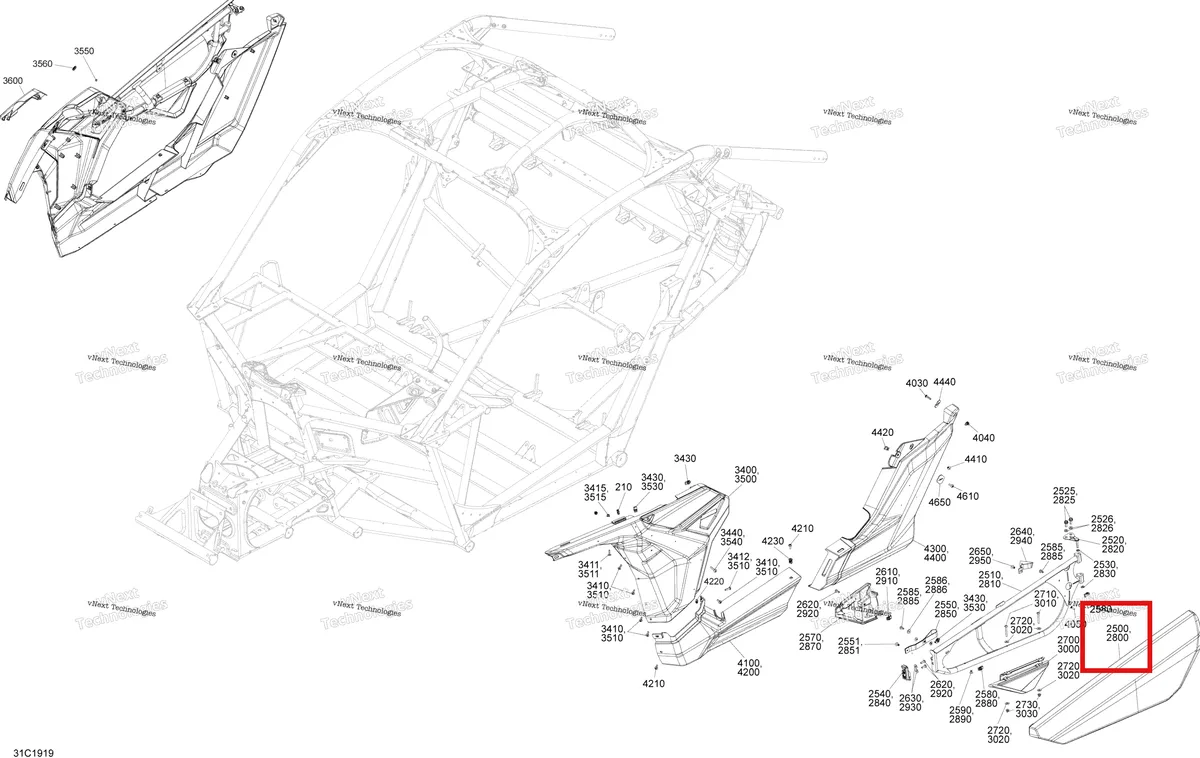 Деталь 705012467 на схеме узла 2019 Can-Am Maverick Turbo Body - Side Section - Hyper Silver