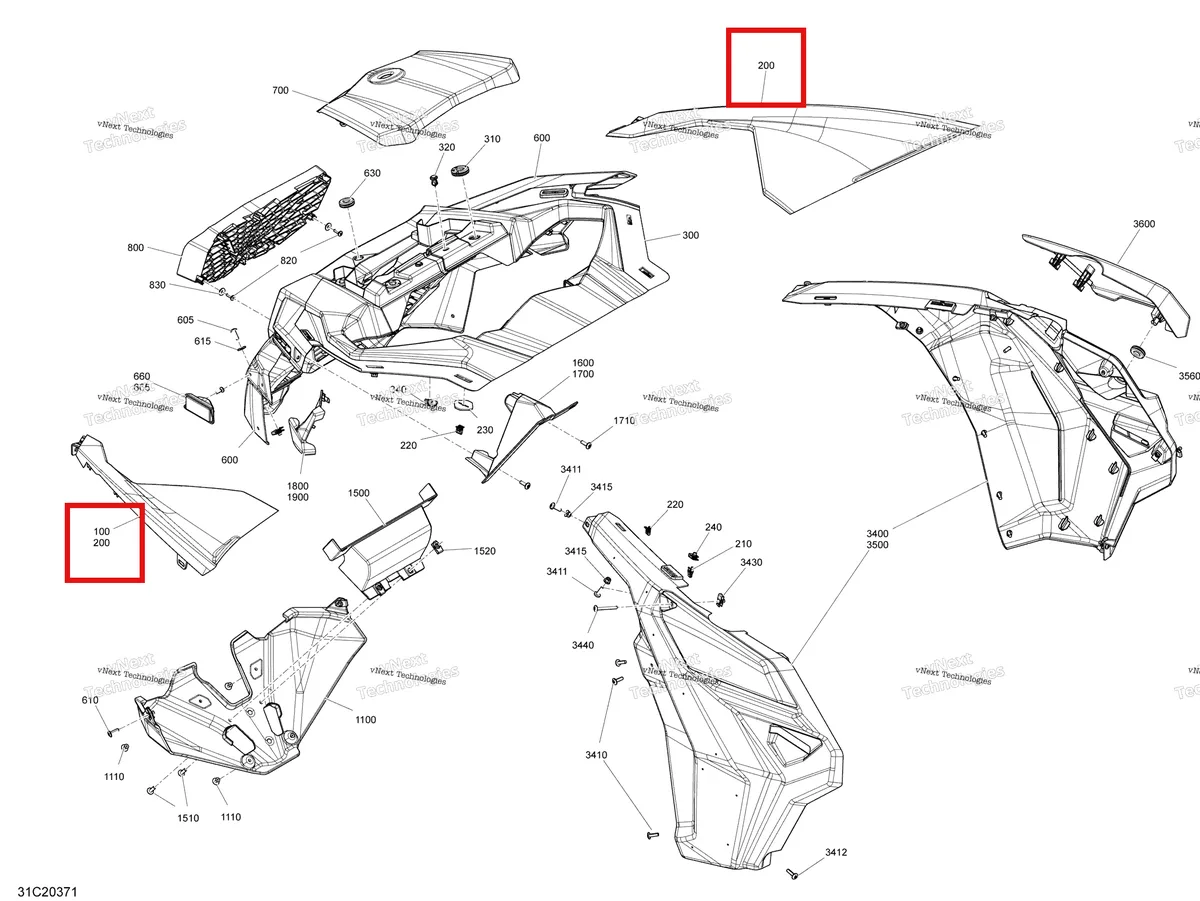Деталь 705012471 на схеме узла 2020 Can-Am Maverick Turbo RR - XRC Body - Front Section - Xrc - Orange