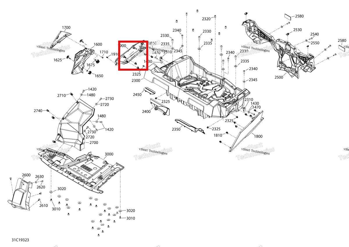 Деталь 705012621 на схеме узла 2019 Can-Am MAVERICK TRAIL 800 - BASE/DPS - T2B SERIES Body Maverick Trail - 800 - White - Rear Section