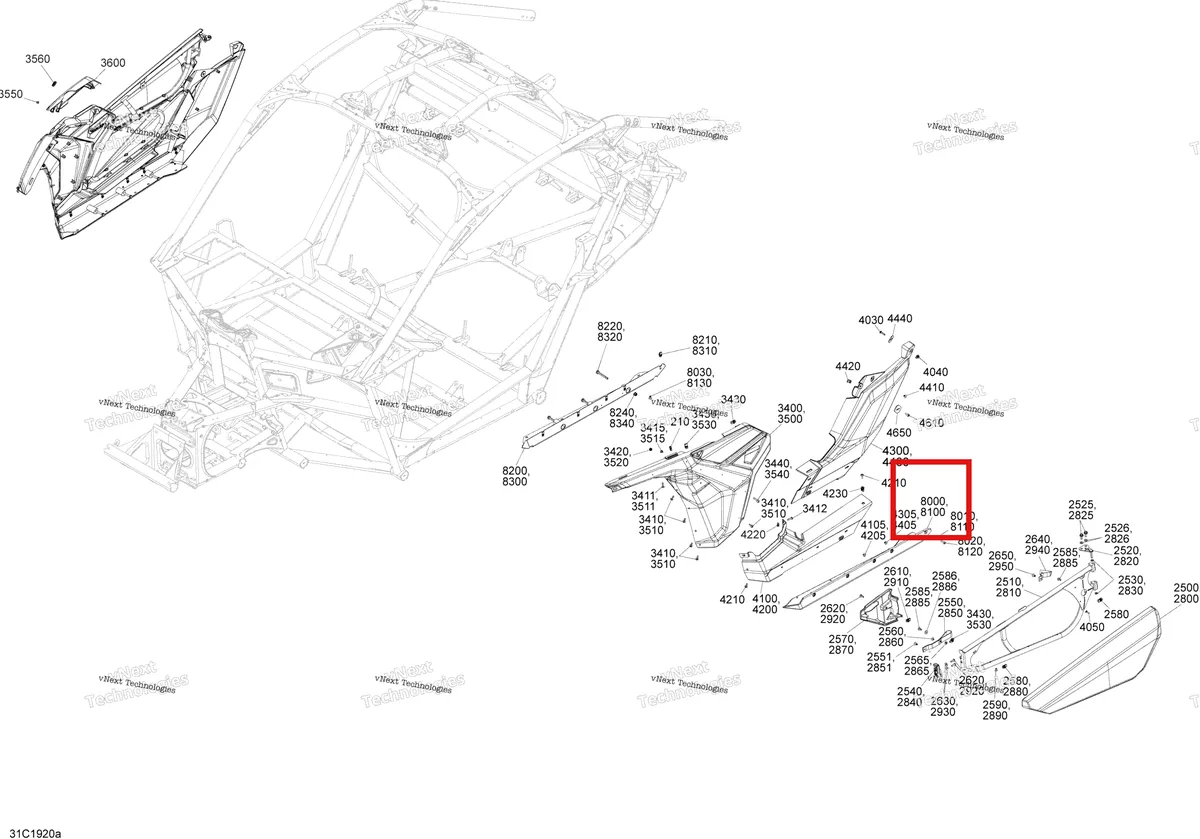 Деталь 705012772 на схеме узла 2019 Can-Am Maverick Turbo Body - Side Section - Carbon Black
