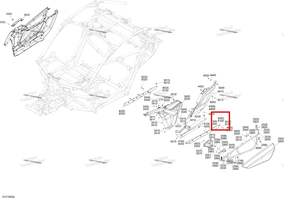 Деталь 705012773 на схеме узла 2019 Can-Am Maverick Turbo Body - Side Section - Carbon Black