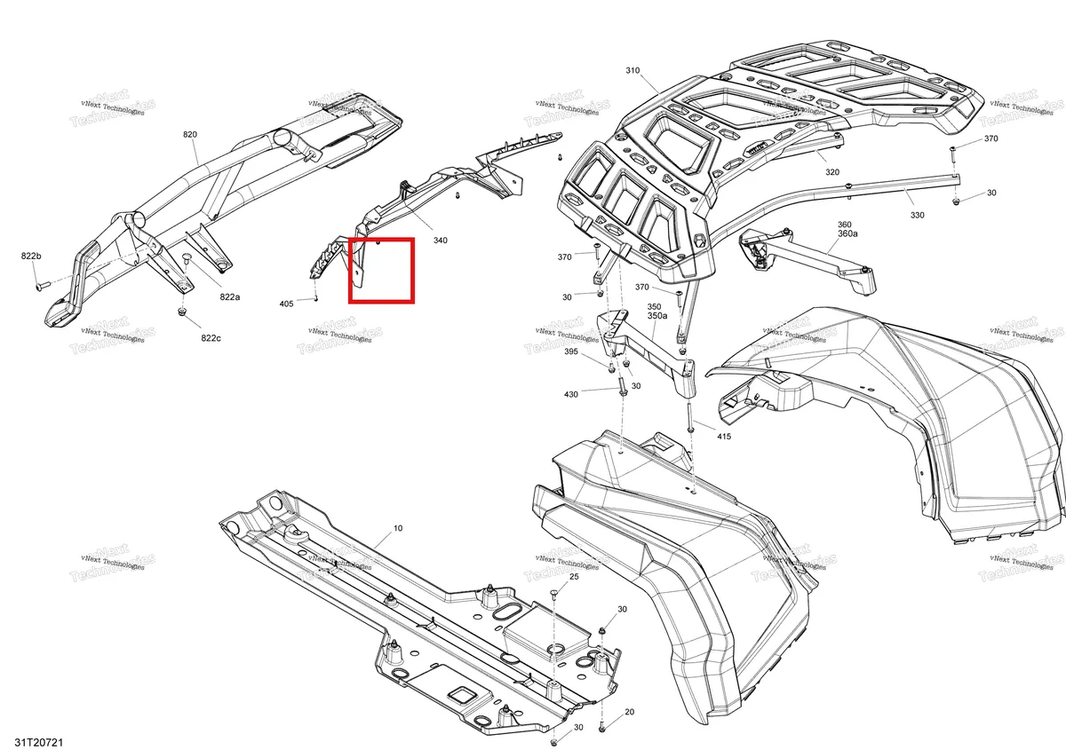 Деталь 705012995 на схеме узла 2020 Can-Am Outlander 850 EFI - STD DPS XT WINTER XTP Body - Bumper And Skid Plate - Xtp - Carbon Black