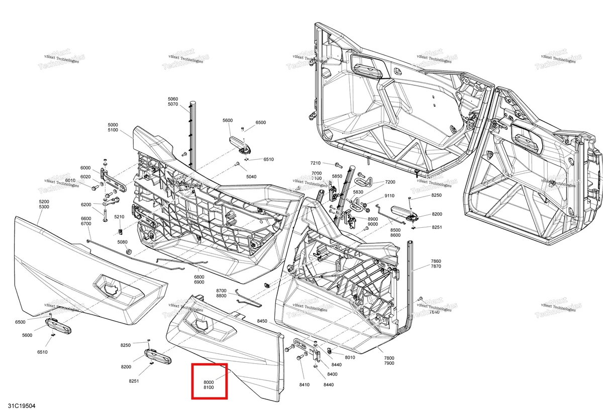Деталь 705013601 на схеме узла 2019 Can-Am Maverick Sport MAX 1000R - DPS Body - Door Parts - Red