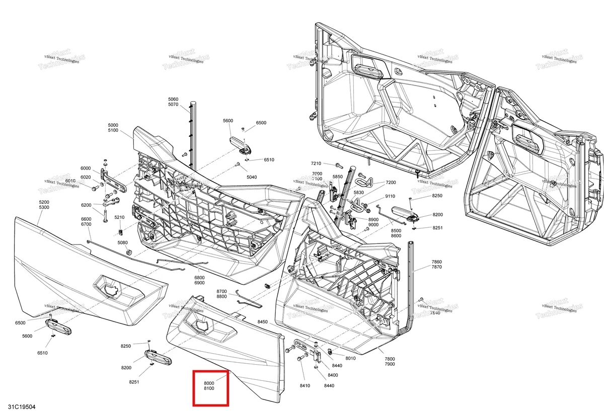 Деталь 705013602 на схеме узла 2019 Can-Am Maverick Sport MAX 1000R - DPS Body - Door Parts - Red
