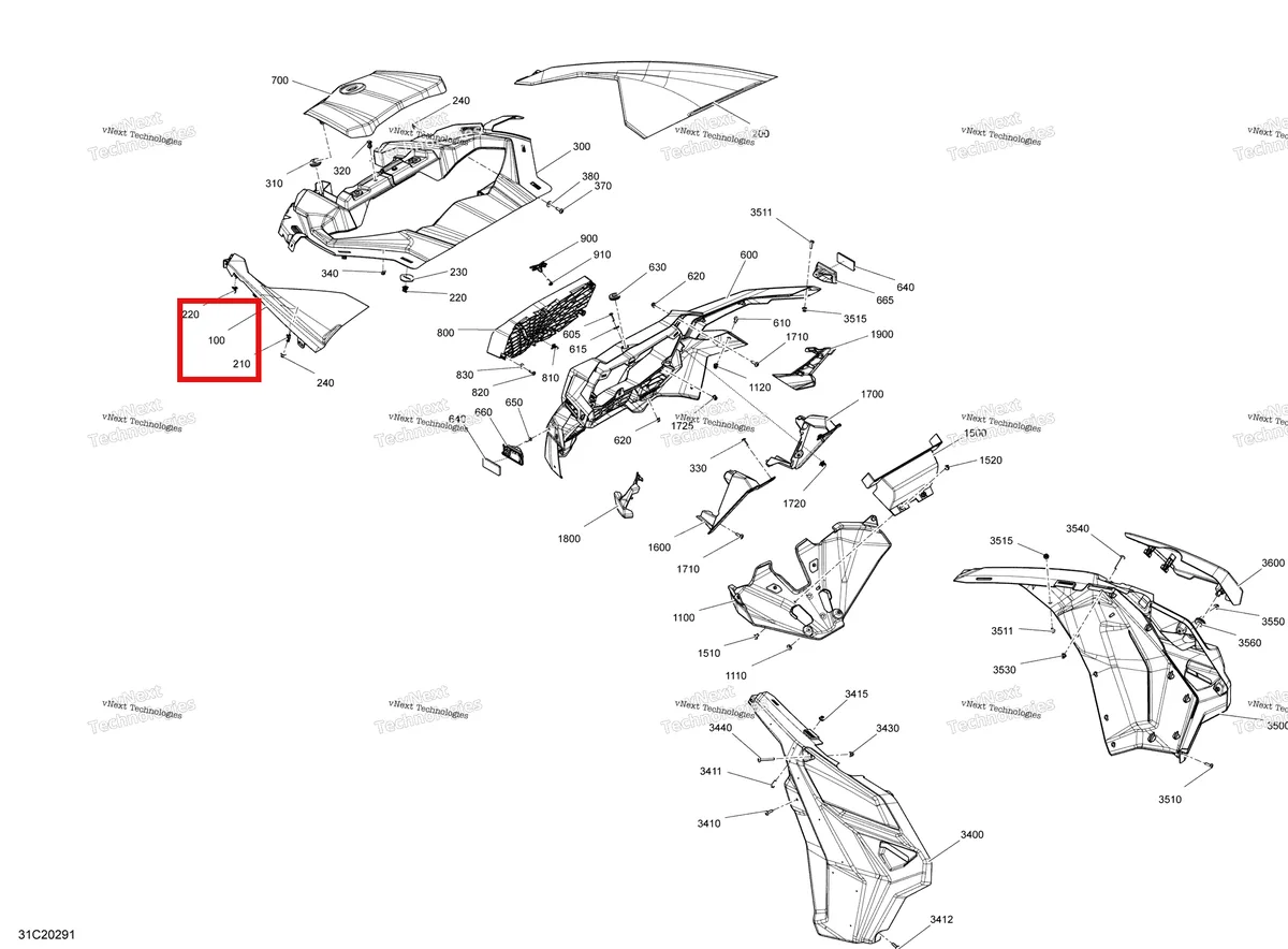 Деталь 705014072 на схеме узла 2020 Can-Am Maverick MAX Turbo R, Turbo RR - STD XDS XRS Body - Front Section - Xds - Black