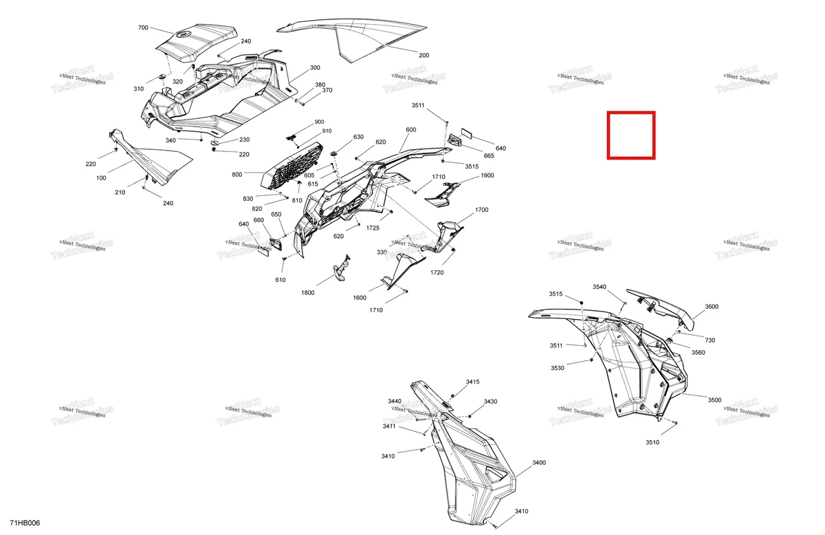 Деталь 705014098 на схеме узла 2022 Can-Am Maverick MAX Turbo RR - XMR Body - Front Section