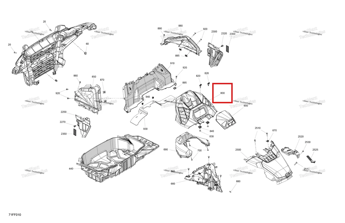 Деталь 705014246 на схеме узла 2026 Can-Am OUTLANDER - 4X4 - XMR - 700 - 1STA - Dark Wildland Camo Body - Front Section