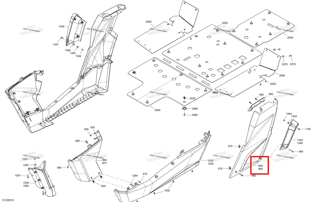 Деталь 705014510 на схеме узла 2020 Can-Am Commander 1000R EFI Body - Mid Section - Asphalt Grey