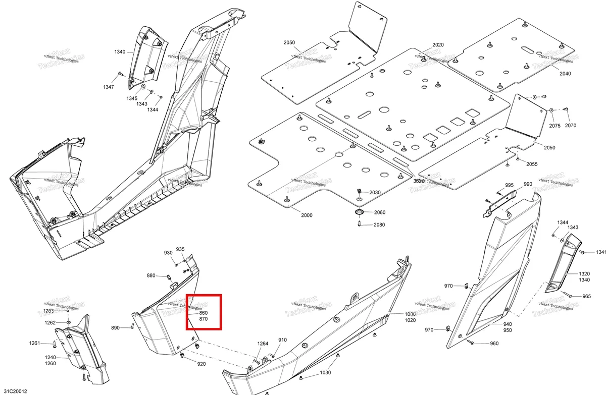 Деталь 705014512 на схеме узла 2020 Can-Am Commander 1000R EFI Body - Mid Section - Asphalt Grey
