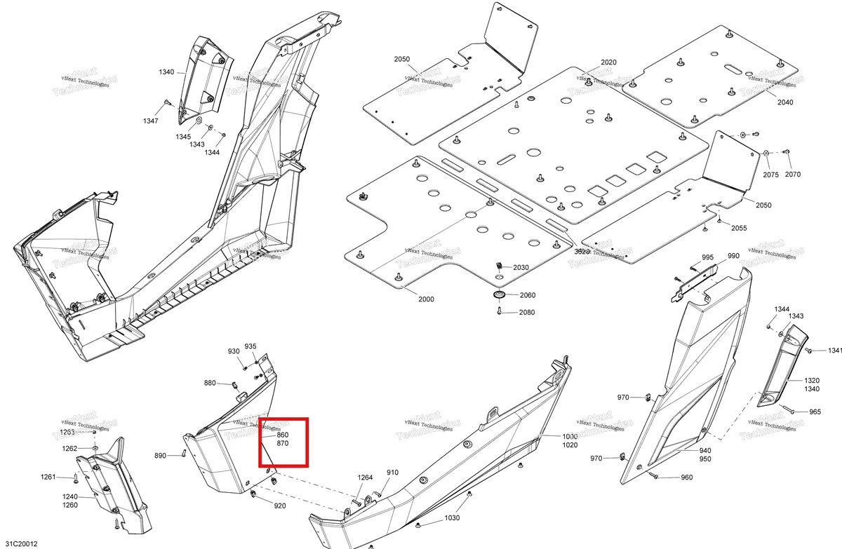 Деталь 705014513 на схеме узла 2020 Can-Am Commander 1000R EFI Body - Mid Section - Asphalt Grey