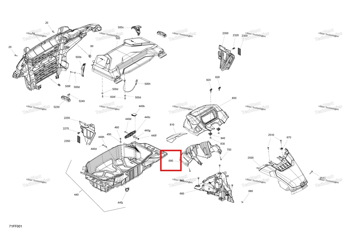 Деталь 705014887 (Приборная панель опора Can-Am Outlander 4x4 DPS 700 (2025) (705014887)) на схеме узла 2026 Can-Am OUTLANDER - 4X4 - STD - 700 - 1CTC - Legion Red Body - Front Section