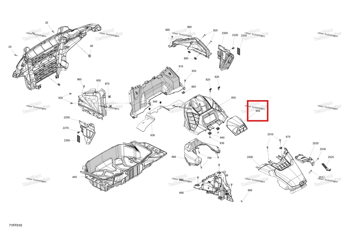 Деталь 705014967 на схеме узла 2026 Can-Am OUTLANDER - 4X4 - XMR - 700 - 1STA - Dark Wildland Camo Body - Front Section