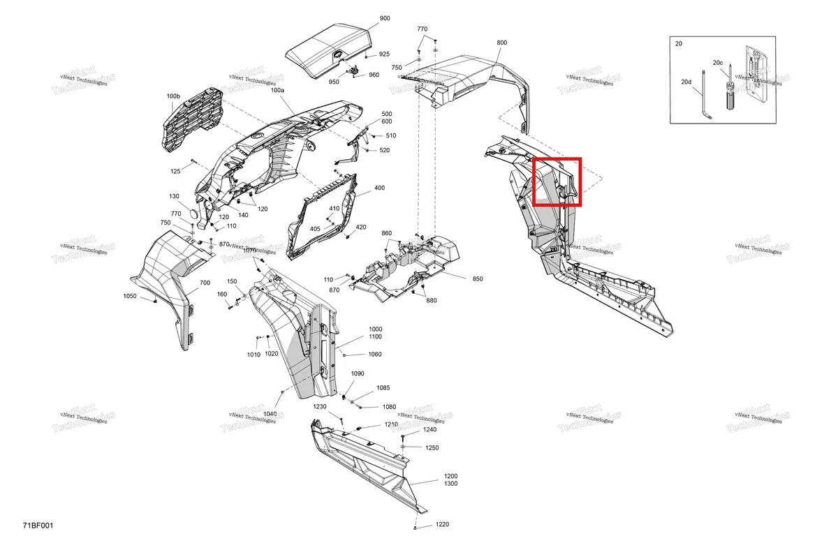 Деталь 705015069 (Передний Fascia Can-Am Commander 1000R EFI DPS (2022) (705015069)) на схеме узла 2026 Can-Am Commander - 1000R EFI - DPS - 6PTB - Compass Green - 60
