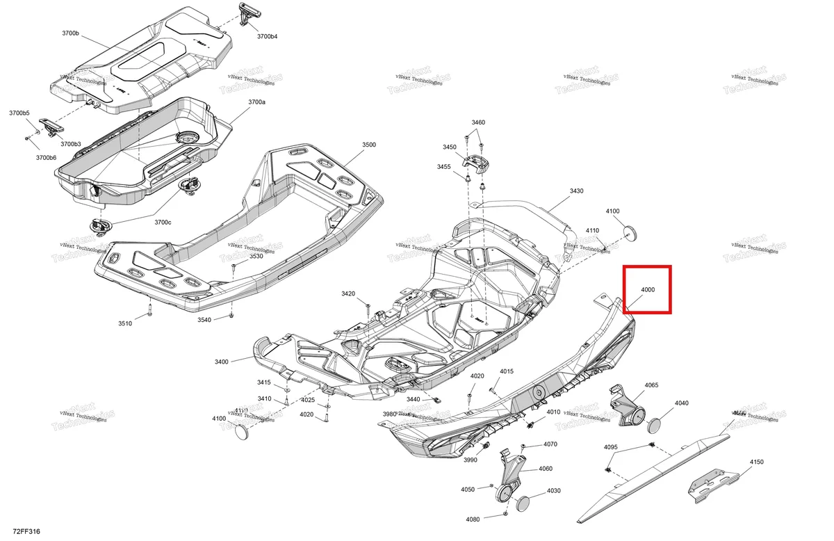 Деталь 705015794 (Задний фонарь опора Can-Am Outlander 4x4 XT 1000R (2025) (705015794)) на схеме узла 2026 Can-Am OUTLANDER - 4X4 - DPS - 1000R - 4DTA - Granite Grey Body - Rear Section
