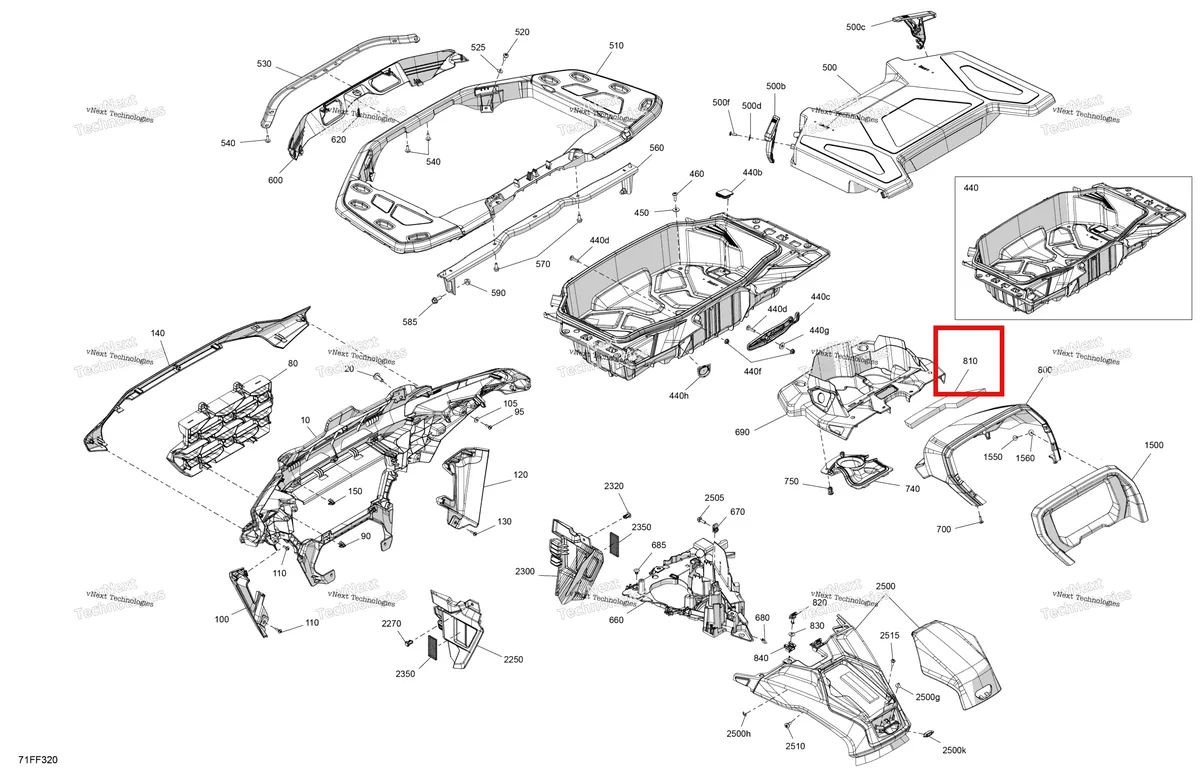 Деталь 705015867 (Поролон Can-Am Outlander 4x4 XT 1000R (2025) (705015867)) на схеме узла 2026 Can-Am OUTLANDER - 4X4 - XTP - 1000R - 4HTB - CALI - Mineral Gray Satin Body - Front Section