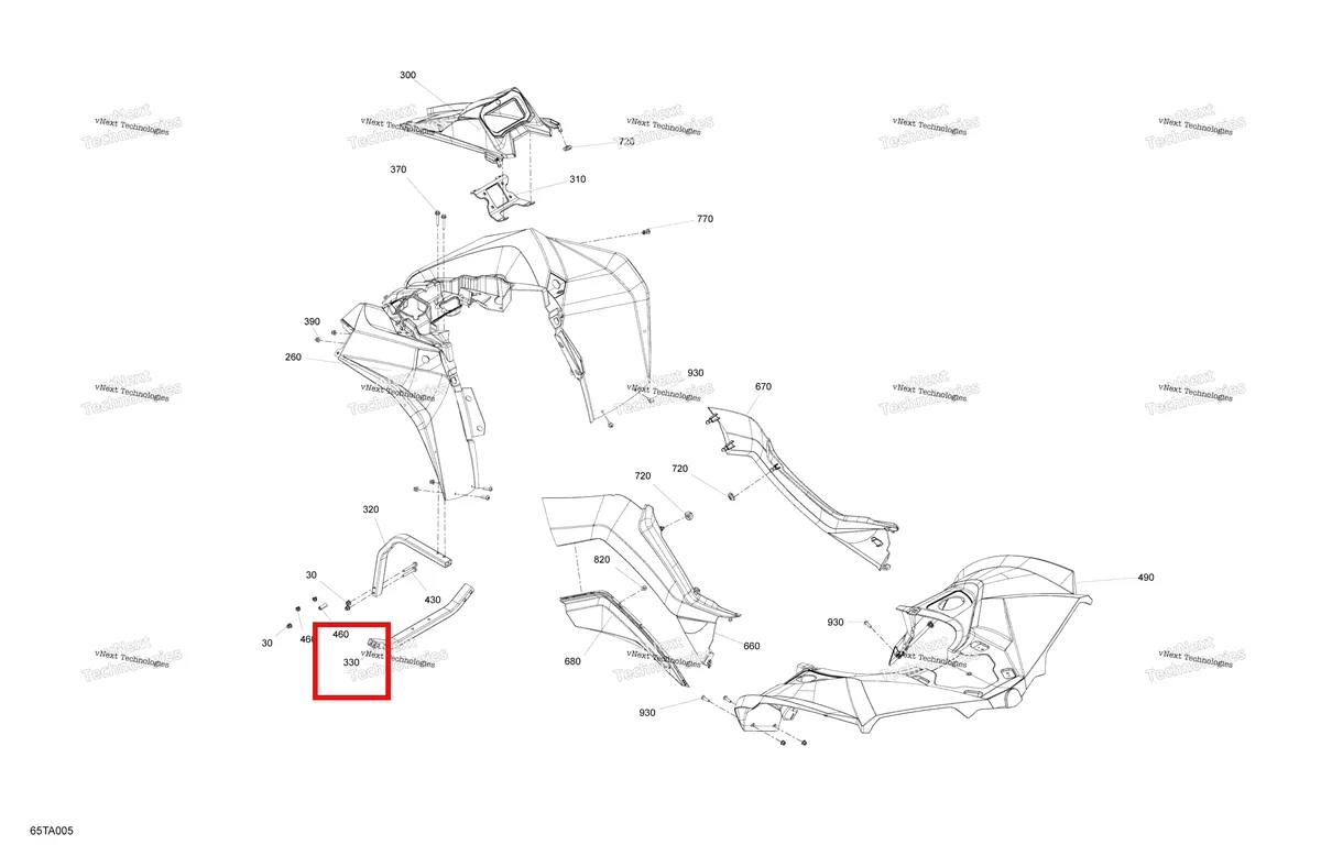 Деталь 705016093 на схеме узла 2021 Can-Am Renegade 1000R EFI - XXC - CE Body - Fender Kit