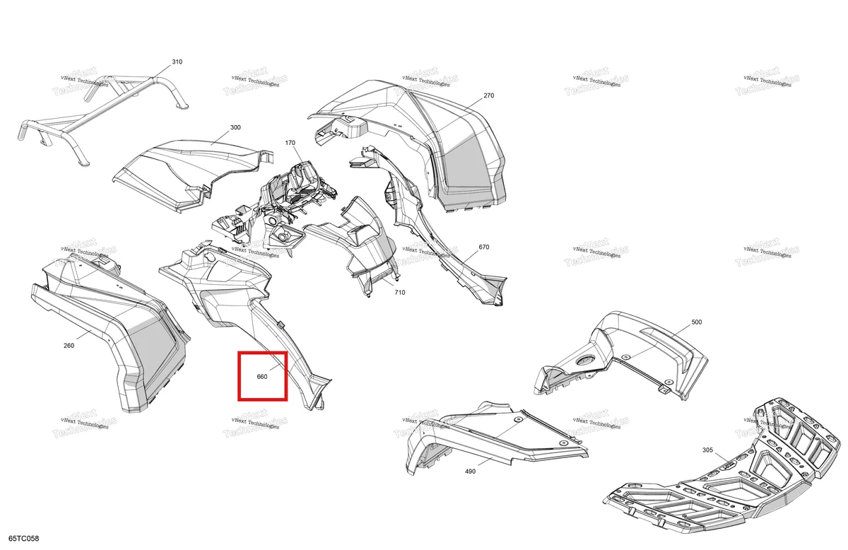 Деталь 705016225 на схеме узла 2023 Can-Am Outlander 1000R EFI - XXC - CE Body - Fender Kit