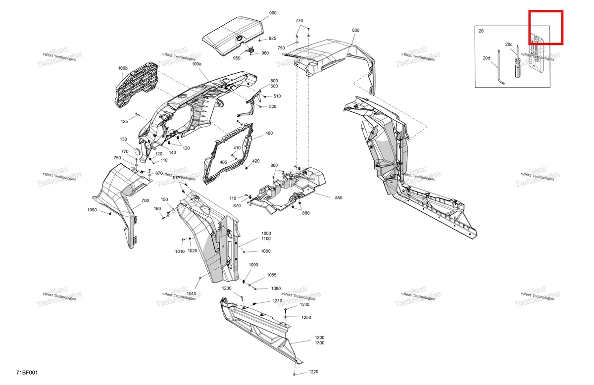 Деталь 705016440 (Капот Can-Am Commander 1000R EFI DPS (2022) (705016440)) на схеме узла 2026 Can-Am Commander - 1000R EFI - DPS - 6PTB - Compass Green - 60