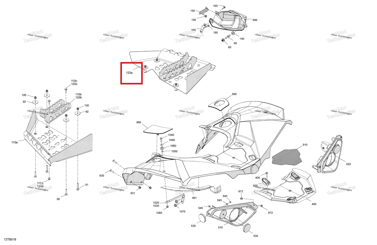 Деталь 705016589 на схеме узла 2022 Can-Am Renegade 1000R EFI - XMR - CE Body - Rear Section