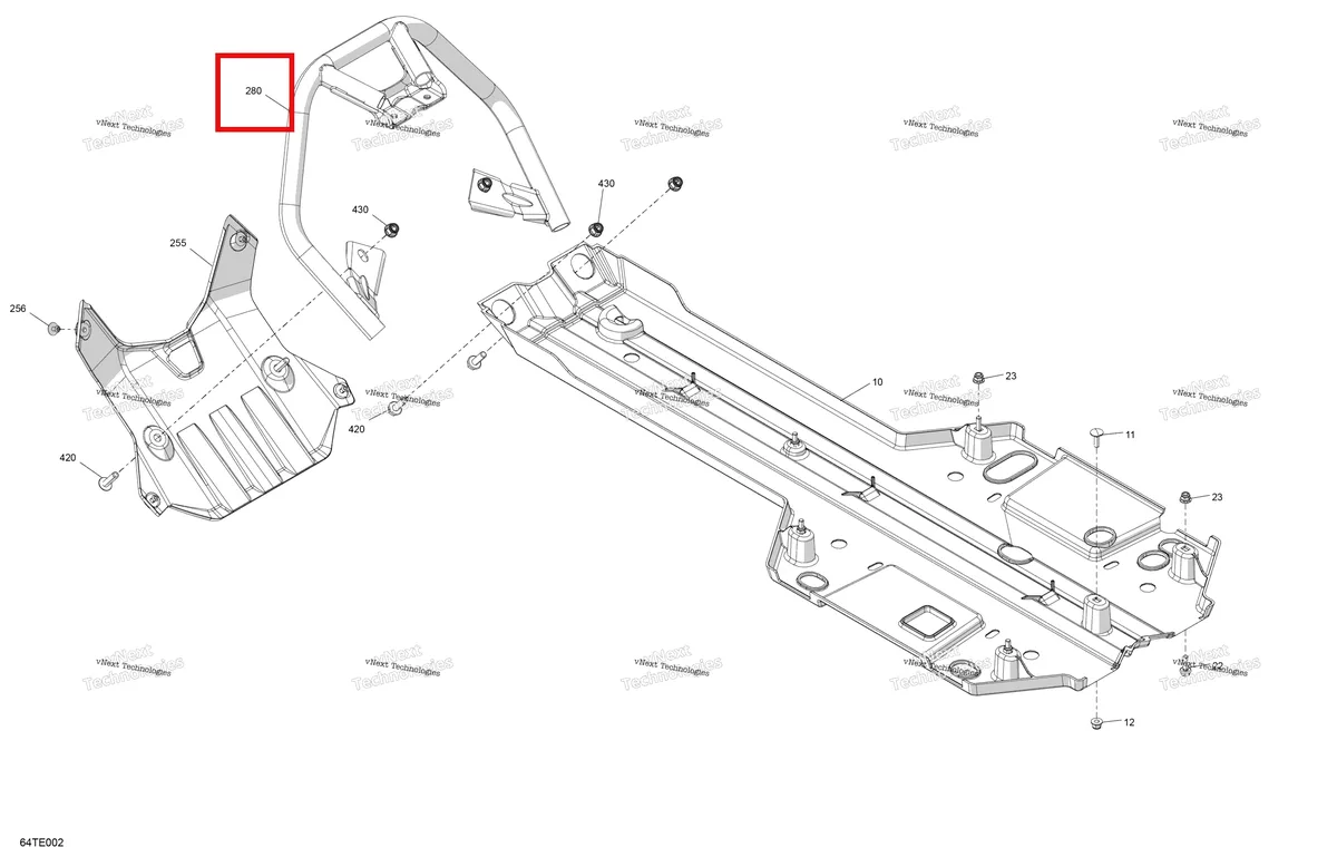 Деталь 705016812 на схеме узла 2025 Can-Am RENEGADE - 4X4 - STD - 650 EFI - 5PSB - Catalyst Gray Body - Skid Plate And Bumper