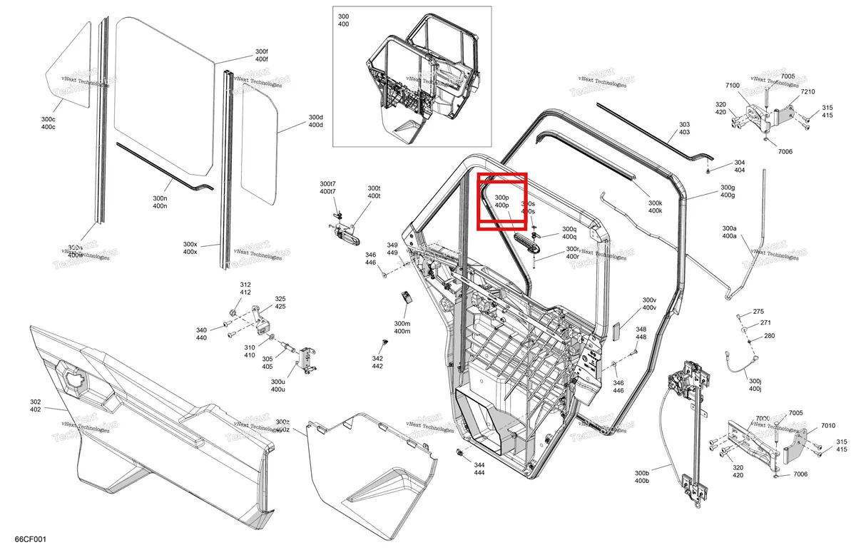 Деталь 705017152 (Дверь ручка Can-Am Commander MAX 1000R EFI XT (2024) (705017152)) на схеме узла 2026 Can-Am Defender MAX - HD10 - DPSCAB - 8ATE - Compass Green - 65