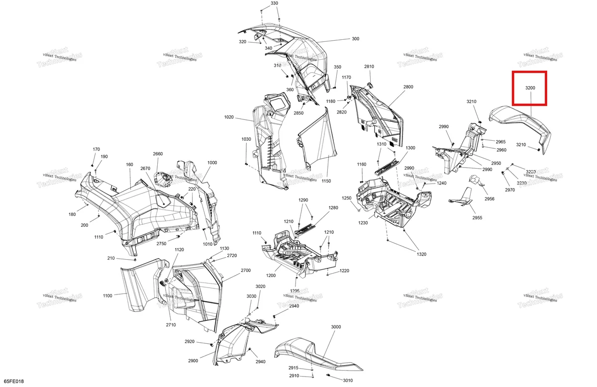 Деталь 705017156 на схеме узла 2025 Can-Am OUTLANDER - 4X4 - XT - 700 - 1GSA - Platinum Silver Satin Body - Fender Kit