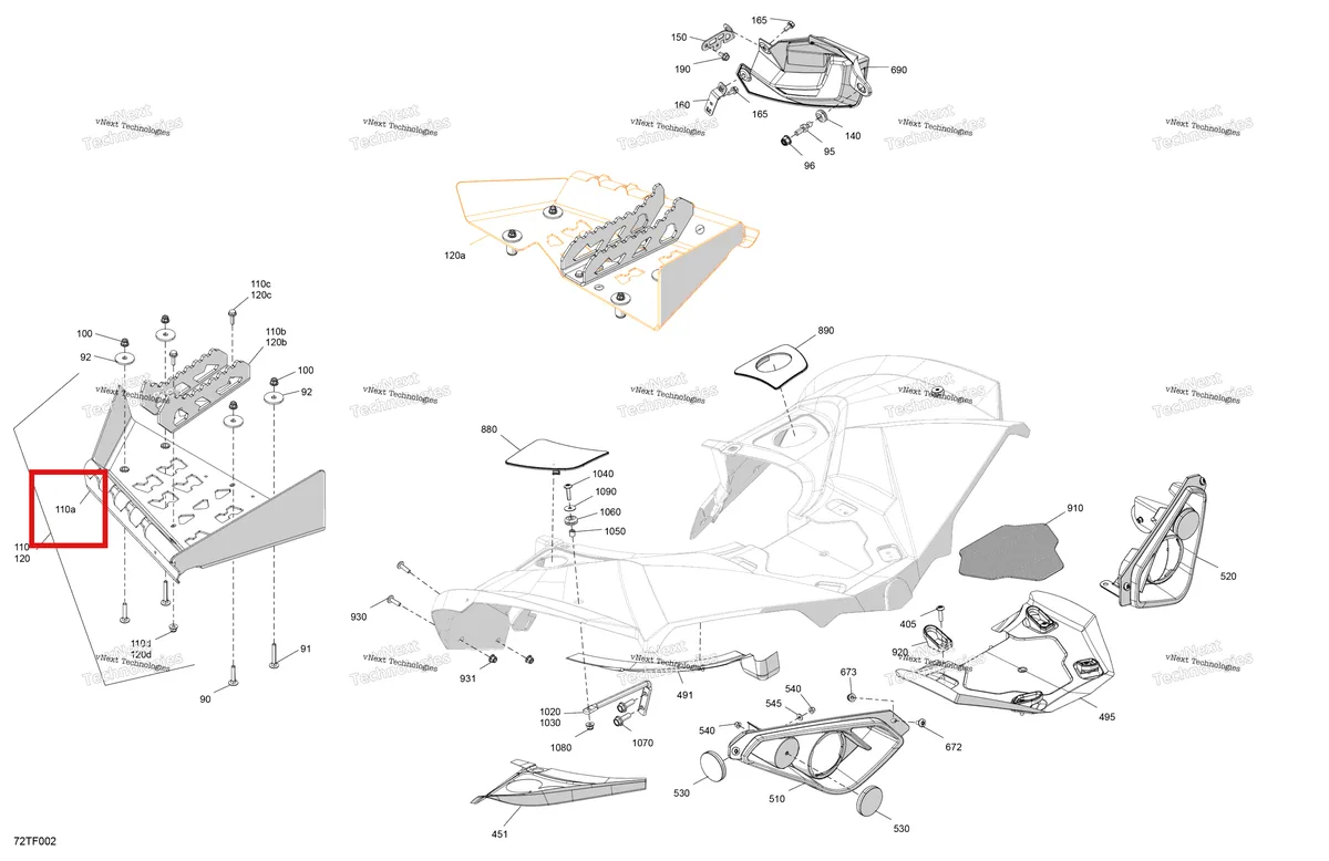 Деталь 705017260 на схеме узла 2026 Can-Am RENEGADE - 4X4 - XMR - 1000R EFI - 5UTA - Hyper Silver Body - Rear Section