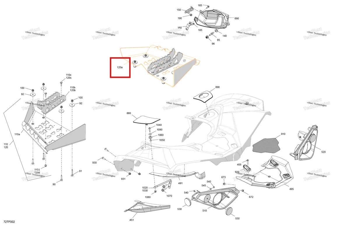 Деталь 705017261 на схеме узла 2026 Can-Am RENEGADE - 4X4 - XMR - 1000R EFI - 5UTA - Hyper Silver Body - Rear Section